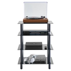 VEVOR 4-Tier AV Media Stand Strengthened Tempered Glass Audio-Video Media Stand