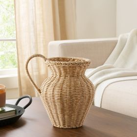 9" Faux Wood Rattan Pitcher Vase