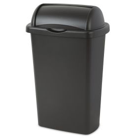 13 Gallon Roll Top Wastebasket, Large Trash Can with Easy Open Lift Lid for Kitchen, Black