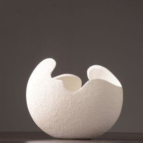 Simple white ceramic vase decoration (Color: White, size: L)