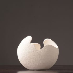 Simple white ceramic vase decoration (Color: White, size: M)