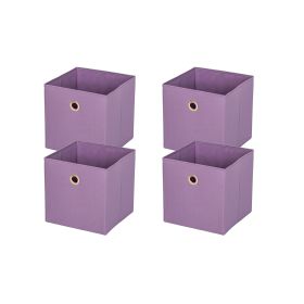 Collapsible Fabric Cube Storage Bins (10.5" x 10.5") 4 Pack (Color: Purple)