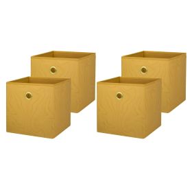 Collapsible Fabric Cube Storage Bins (10.5" x 10.5") 4 Pack (Color: Brown Butter)