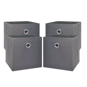 Collapsible Fabric Cube Storage Bins (10.5" x 10.5") 4 Pack (Color: Gray)
