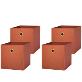 Collapsible Fabric Cube Storage Bins (10.5" x 10.5") 4 Pack (Color: Red Canyon)