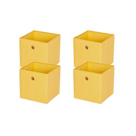 Collapsible Fabric Cube Storage Bins (10.5" x 10.5") 4 Pack (Color: Yellow)